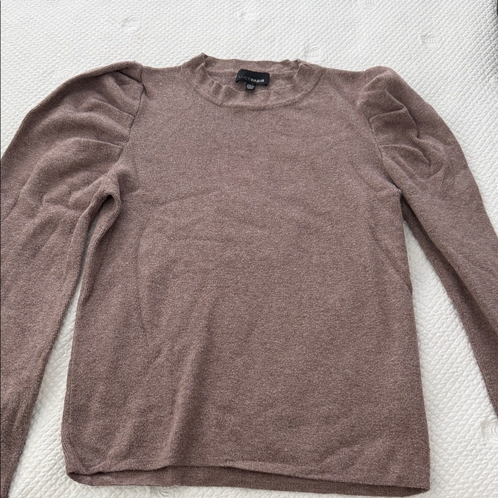 Wilfred Taupe Sweater with Puff Sleeves
